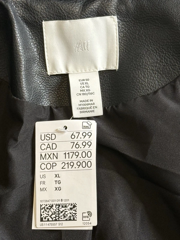 *NUEVO CON ETIQUETAS* H&M Chaqueta de cuero sintético para mujer Talla: XL Foto 3 de 3