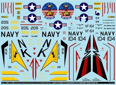 A-48068 1/48 Scale US Navy F-14A Tomcat Vf-154 Black Knights & Vf-21 Freelan