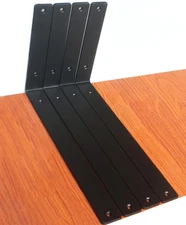4 Pack L Shelf Bracket, 14 x 8 x 1.5, 5mm Thick, Black Iron, Heavy Duty