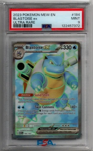 🌊 Blastoise ex 184/165 Ultra Rare EN 151 Graded PSA 9 Mint Pokémon TCG
