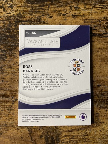 Ross Barkley 2023-24 Panini Immacolata Collezione Bronzo /60 #186 Luton Town - Foto 2 di 2
