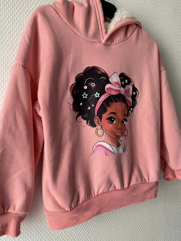 Tissaia Basics ensemble fille 5 ans sweat à capuche rose + jogging noir LOVE - Photo 3/4