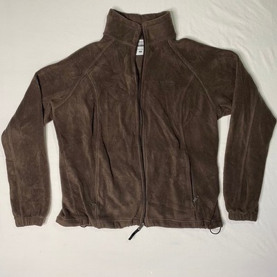 Columbia Women s XL Brown Fleece Jacket Full Zip Zip Repair Needed