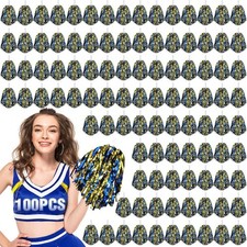 100Pcs Metallic Cheerleading Pom Poms -Blue and Gold NEW Foil