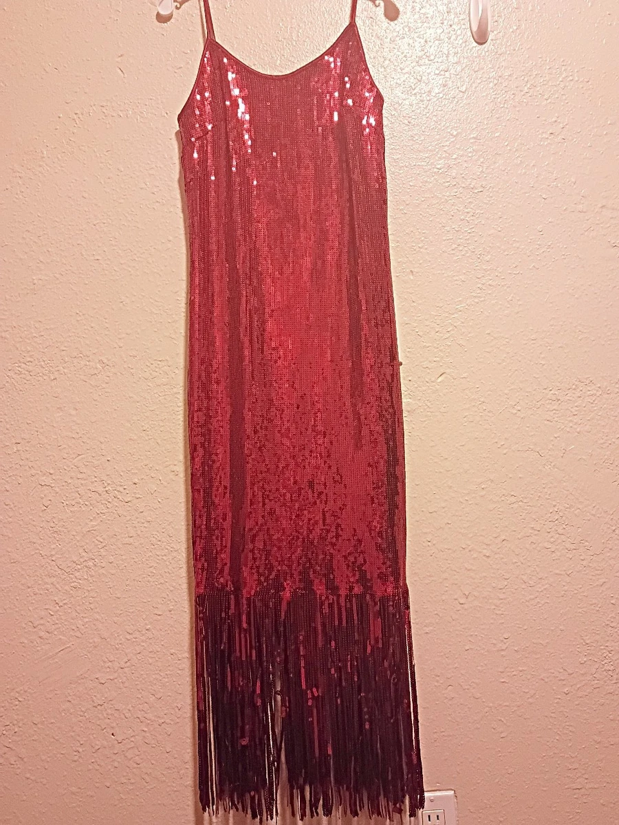 open lace back dress Glitz Asymmetrical Fringe Hem Dress Red Selfie Leslie