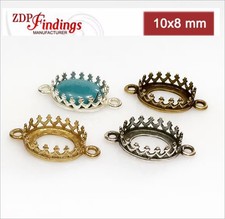 10pcs Oval 10x8mm Quality Cast Gallery Tray Connectors Bezel - ZDP Findings USA