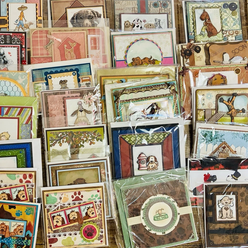 Lote de 50 tarjetas de felicitación hechas a mano a granel temáticas para perros múltiples ocasiones Foto 2 de 4