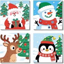 4 Pack Christmas Paint by Numbers Kit for Kids with Frame - Paint by Number ...