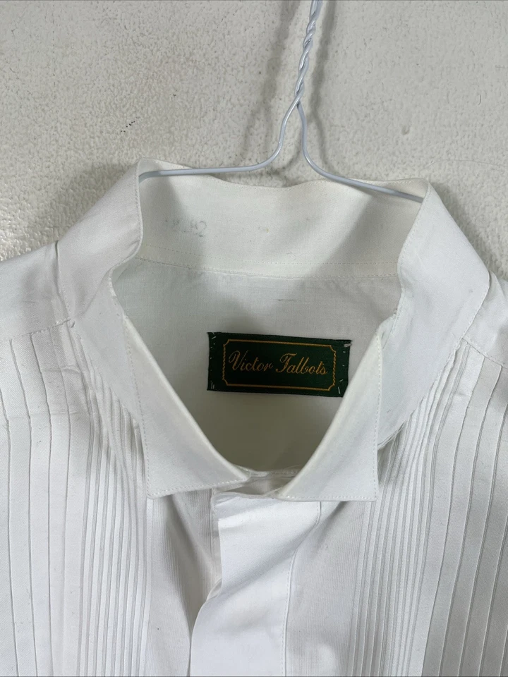 Victor Talbots Men’s Tuxedo Bib Shirt French Cuff White Hidden Buttons Sz 15.5 - Image 3 of 4