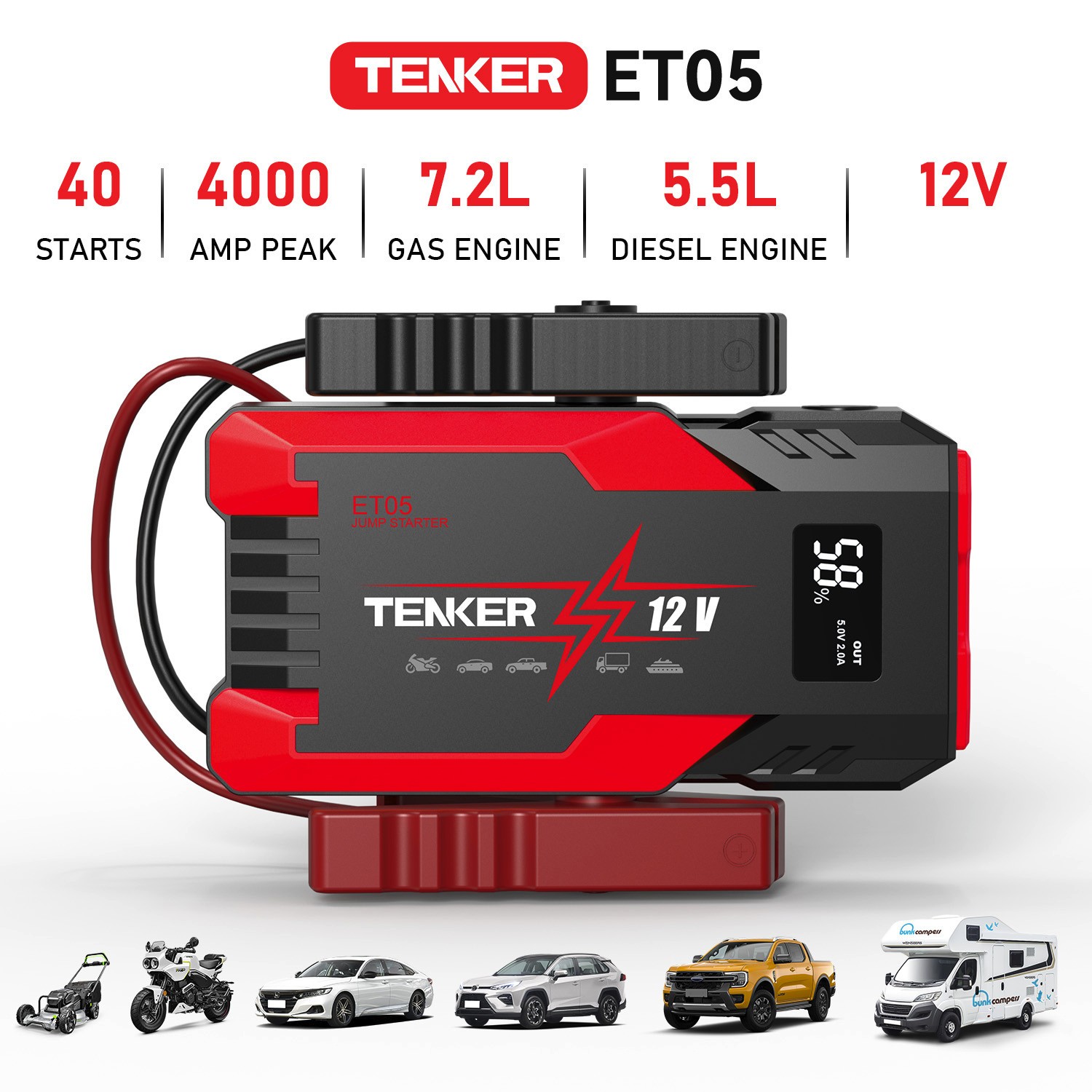 Portable Car Jump Starter Booster 4000A Jumper Box Power Bank Battery Charger US