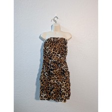 Express Leopard Print Strapless Mini Dress Women Ruched Draped| Y2K Glamour