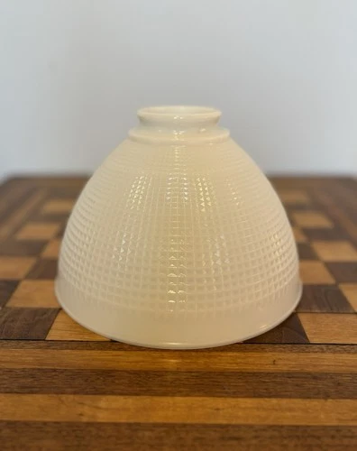 Vintage Milk Glass Torchiere Lamp Shade Featuring A Distinct Waffle Pattern. 8"