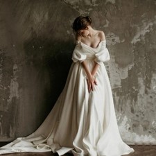 Customized Wedding Dresses for Women Lace Up Off Shoulder Elegant A Line V Neck