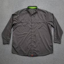 Huk Button Up Shirt Mens 3XL Performance Fishing Camp Hike Gray Next Level