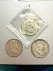 Ben Franklin Half Dollar Set of 3 Coins 90% Silver 1950  1954  and   1956