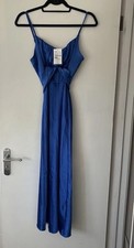 Quiz Royal Blue Satin Cut Out Maxi Dress BNWT Prom Evening Size 8