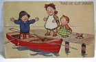 1910 POSTCARD AND HE GOT AWAY,  BOY FISHERMAN WITH ARMS SPREAD — photo 1