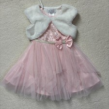 Toddler Girl Pink Tutu Dress with White Faux Fur Stole 2T Jona Michelle