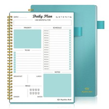 Daily Planner Undated, To Do List Notebook with Hourly Schedule Calendars Mea...