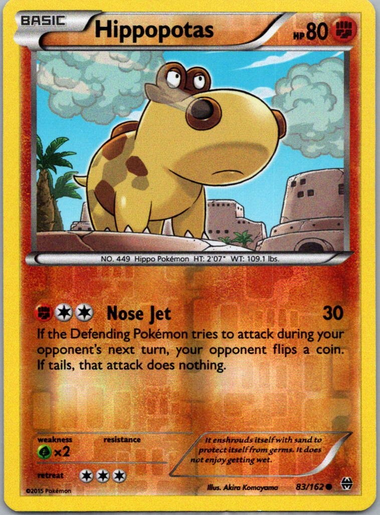 Pokemon TCG Hippopotas 83/162 BREAKthrough Rev Holo LP