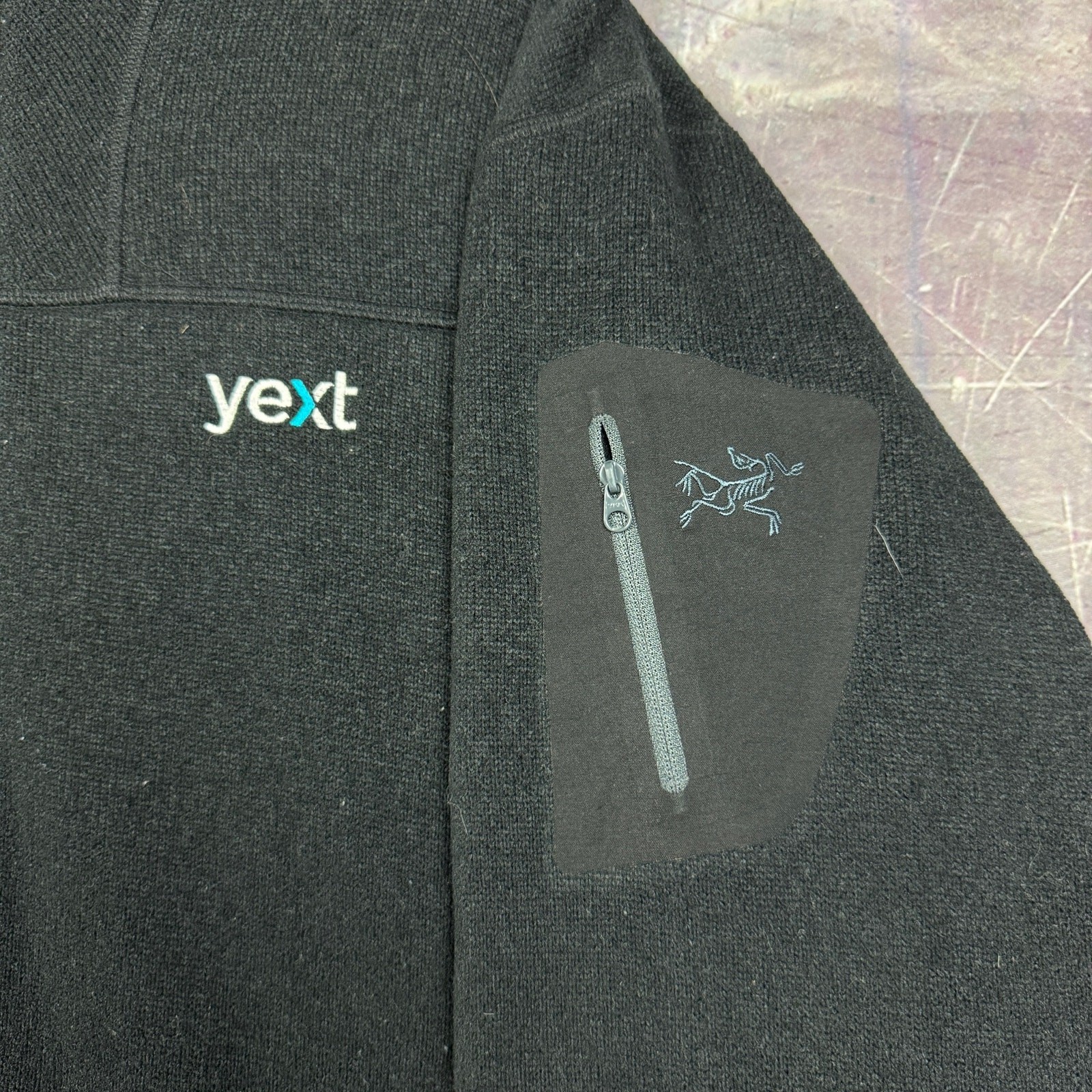 Arc'Teryx Giacca Uomo Nera Grande Logo Ricamato Pile Zip Up Jacket 2606