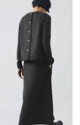 Toast Boiled  Wool Button Back Top -Cotton Lined- Size S- Charcoal