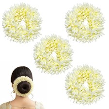 Jasmine Flower Gajra for Hair Bun Pack of 4 White Color Juda Hair Accessories