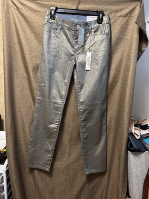 NWT Chicos Platinum Glitter 30.5  Regular Slim Leg Jeans Size 00