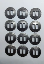 12 Small  Vintage Antiqued Western Leathercraft round  Conchos  1 "