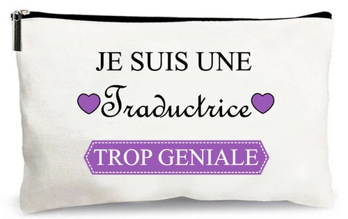 Trousse 'Je Suis Une éducatrice Canine Trop Géniale' - Beige Polyester - 21x14cm - Idée Cadeau Originale