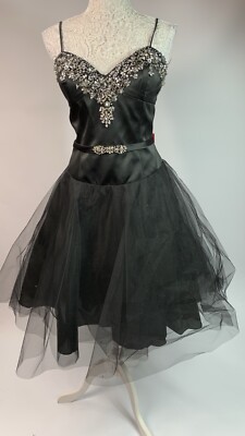 May Queen Abendkleid schwarz Abschlussball, Hochzeit UK16 NEU