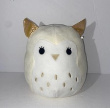 Squishmallow Kellytoy 8" Owl White Gold Glitter Soft Plush Stuffed Toy Pillow