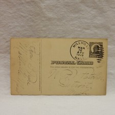 UX20 ''WILLIAM McKINLEY'' POSTAL CARD ONE CENT POSTMARKED 1909