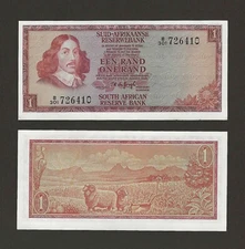 SOUTH AFRICA 1 Rand 1973-75, P-116a, AFRIKAANS, Springbok, de Jongh, UNC Grade.