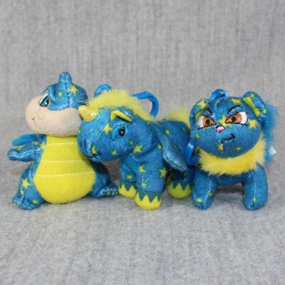 NEOPETS Plush 2007 Starry Scorchio | Wocky | Uni Backpack Clip Keyring Lot  1