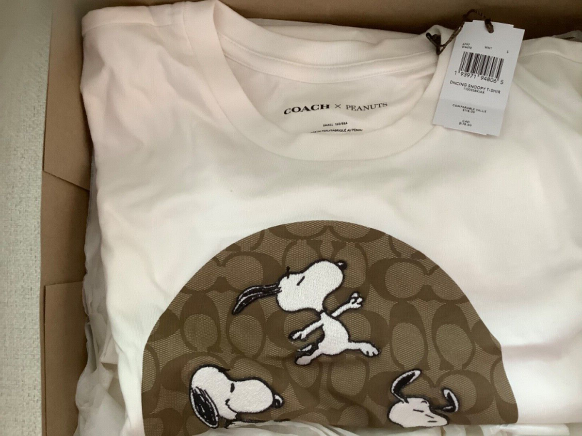 Nwt Coach X Peanuts Dancing Snoopy Signature Tee Shirt Limited