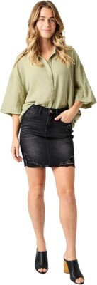 Judy Blue High Waist Magic Destroyed Denim Skirt - 2824