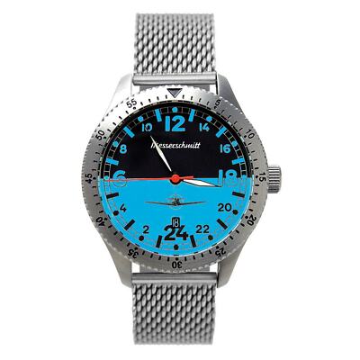 Orologio Da Pilota Per Uomo Messerschmitt In Pelle Braun/Blau ME-108DR