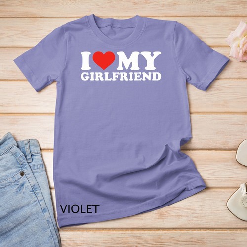 I Love My Girlfriend Tshirt Funny Valentine Red Heart Love Unisex T-shirt - Picture 13 of 15