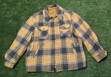 Vintage Wool Peacoat Plaid Insulated No Tag Large XL 80s 90s