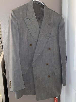 Men’s Canali Grey Vintage 80s Wool Suit EU 50R US 40R double breasted