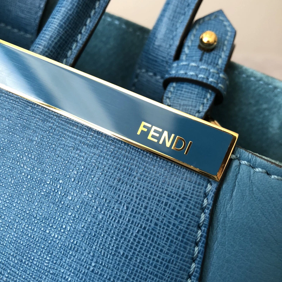 100% Genuine Classic Turquoise Fendi 2Jours Medium Leather Shopper/Tote. - Image 4 of 4