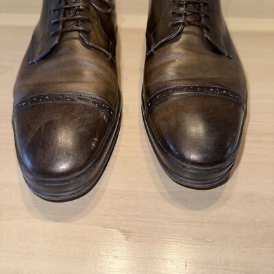 Bally Reigan Brown Leather Almond Cap-Toe Oxfords Dress  display picture 3