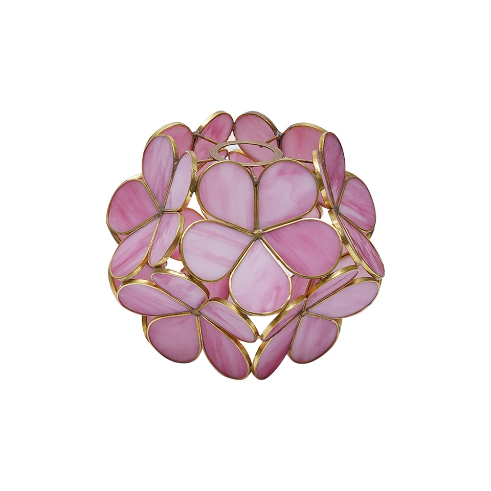 Lámpara de mesa portátil de vitrales en flor de cerezo con pantalla de pétalos Foto 3 de 4