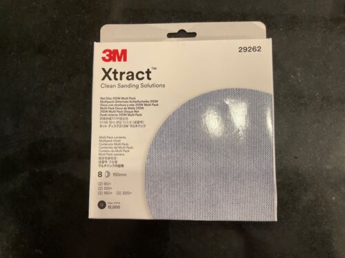 3M 29262 Box (8) 150mm Net Mesh Sanding Discs 2x80, 2x120, 2x180, 2x320 6” inch - Picture 1 of 3