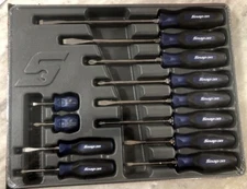 New Snap-on Instinct POWER BLUE Soft Handled 12pc Screwdriver SET SGDX120BMB