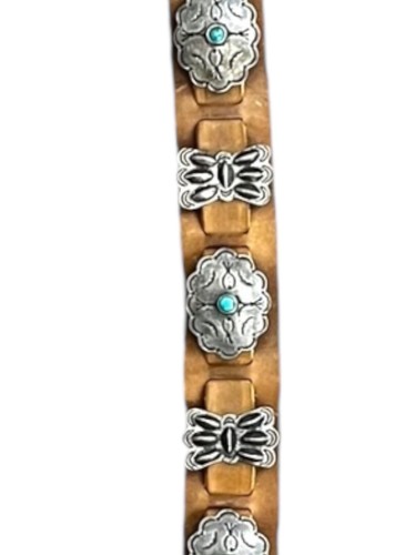 Cintura vintage 2001 ADRIENNE TEEGUARDEN argento peltro concho pelle turchese med - Foto 15 di 15