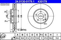 2X ATE 24.0130-0179.1 Bremsscheibe FüR MERCEDES-BENZ