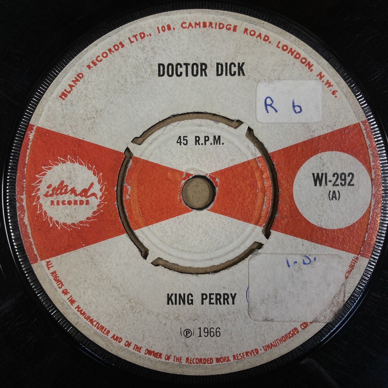 KING PERRY/ SOUL BROTHERS - DOCTOR DICK - ORG UK ISLAND 7" CLIP -WI292