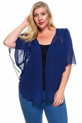 navy chiffon jacket plus size